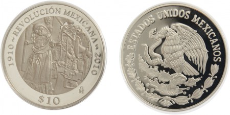 80 eur  2 onzas  Proof plata 999 Revolucion Mexicana 62,2 gr