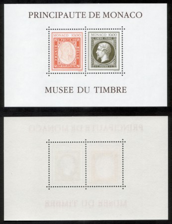 1500 euros MONACO 1992 C HB-61A BLOC MUSEE DU TIMBRE ERROR DE IMPRESION (Yvert 1500 eur ) Ejemplar de lujo