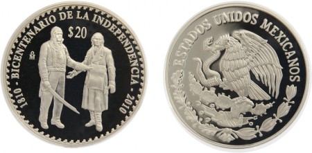 80 euros 2 onzas Proof plata 999 Bicentenario de la independencia