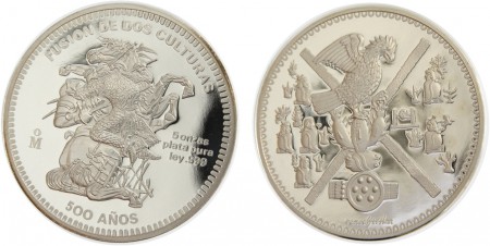 150 euros 5 onzas Proof plata 999 Fusion de dos culturas