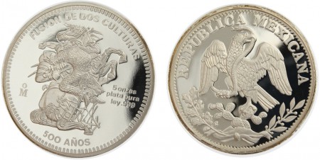 150 euros 5 onzas Proof plata 999 Fusion de dos culturas