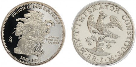 60 euros 2 onzas Proof plata 999 Fusion de dos culturas 