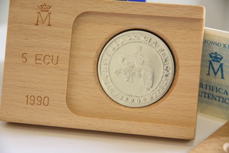 26 EUR  5 ECU 1990  Alfonso X El Sabio Plata 925  33,62 gr  Flor de cuño