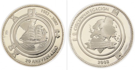 30 eur 20 Aniversario Circunnavegacion Plata 999 31,1 gr (Fondo espejo)
